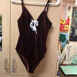 Brown velvet bodysuit